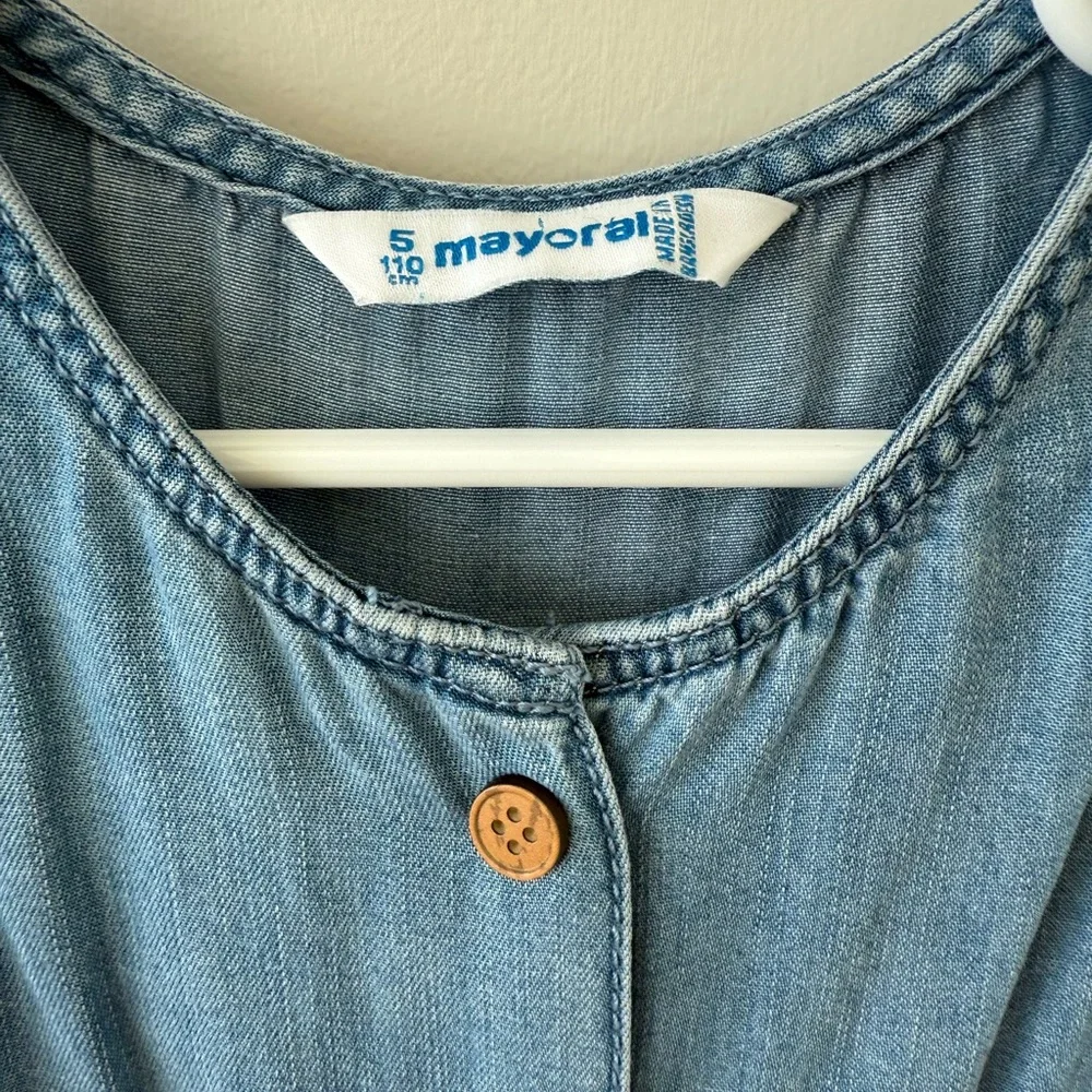 Mayoral Blue Denim Sleeveless Romper - Picture 8 of 9